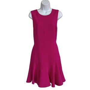 Rebecca Taylor Pink Sleeveless Crepe Flippy Midi Dress Fit & Flare Size 12